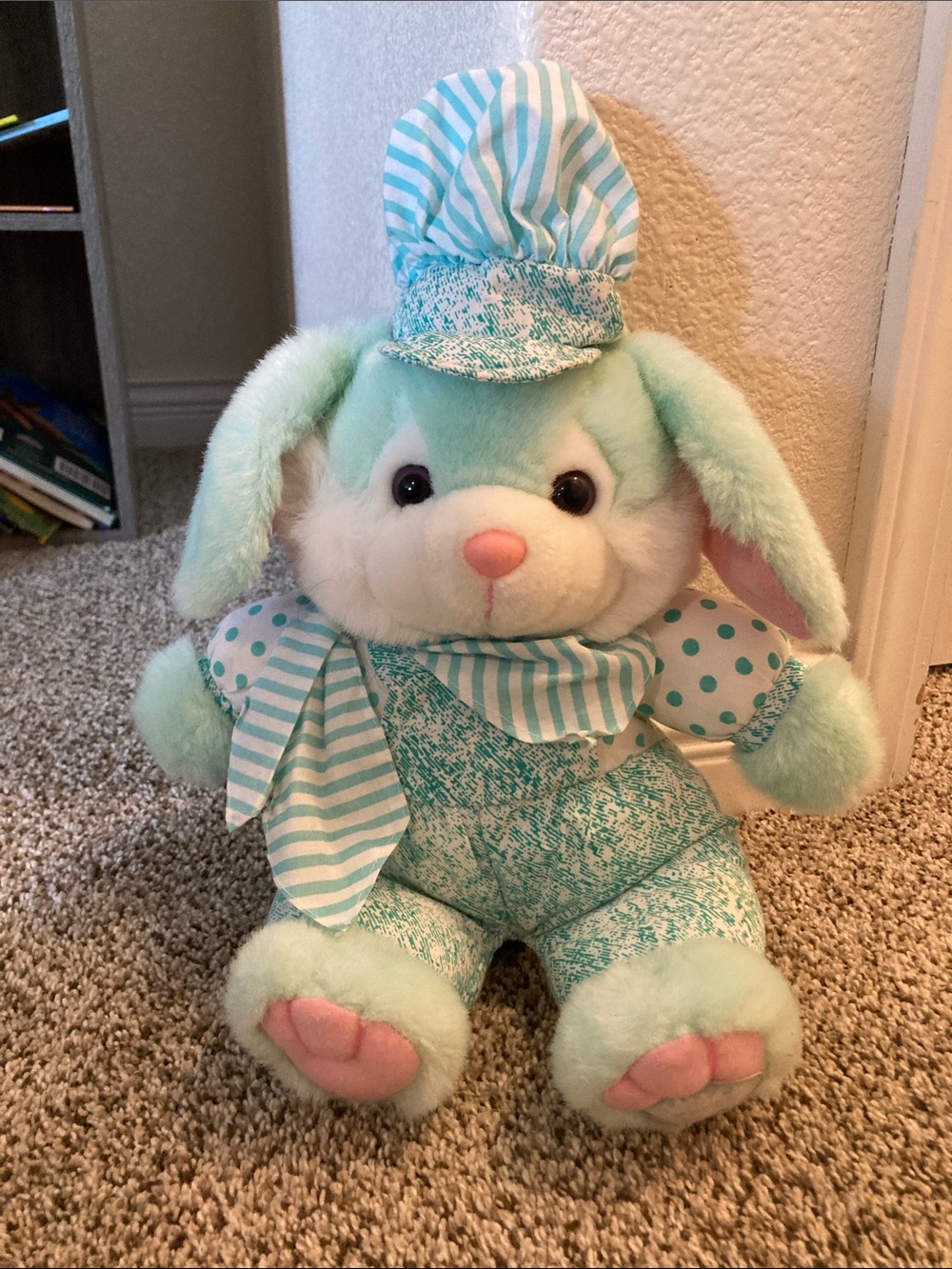 Dan Dee vintage musical plush Easter bunny in a mint green